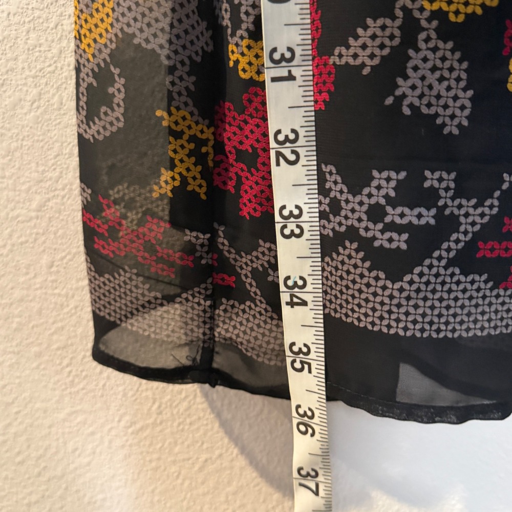 MILLIBON Womens Floral Cross Stitch Chiffon Shift Dress Size L Event Business - Picture 7 of 9